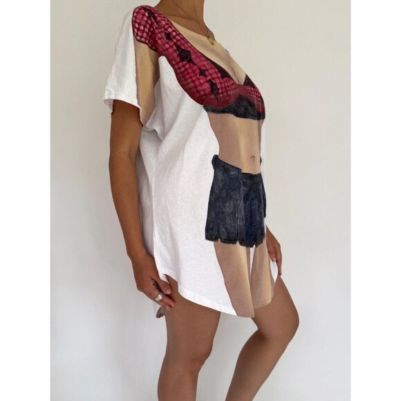 90s vintage womens body graphic novelty funny beach vacation coverup tee shirt - Picture 4 of 9